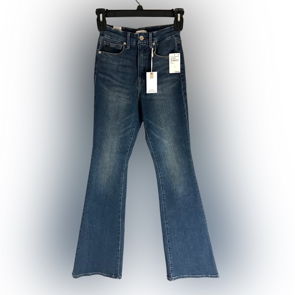 Brand new Good American jeans size 4. Good legs flare blue.